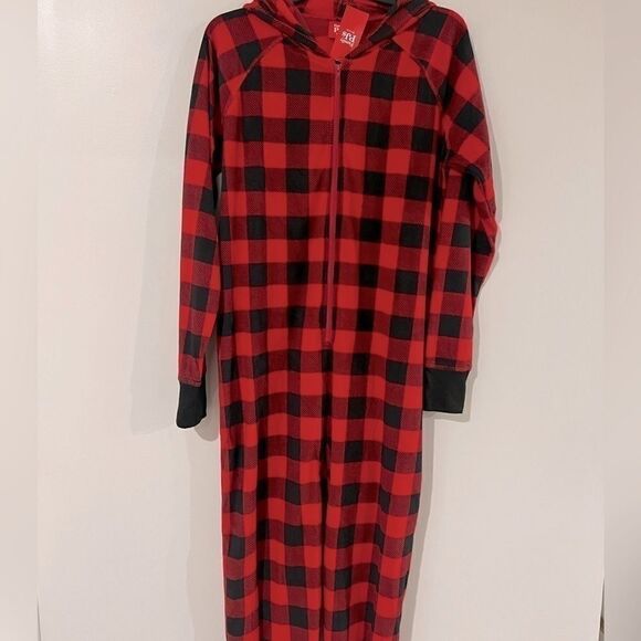Family Pajamas Mens Matching 1-Piece Red Check Printed Pajamas Holiday M… - Picture 6 of 10